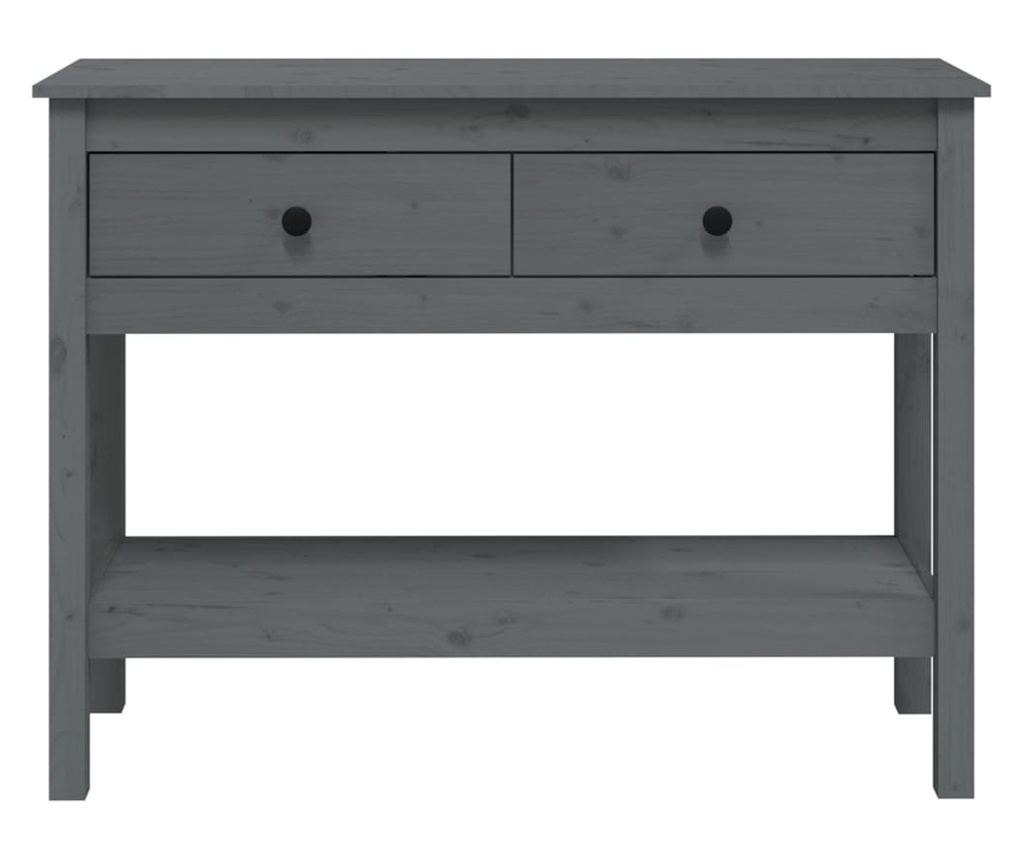 Έπιπλο κονσόλας, γκρι, 100x35x75 εκ., μασίφ ξύλο πεύκου - 6