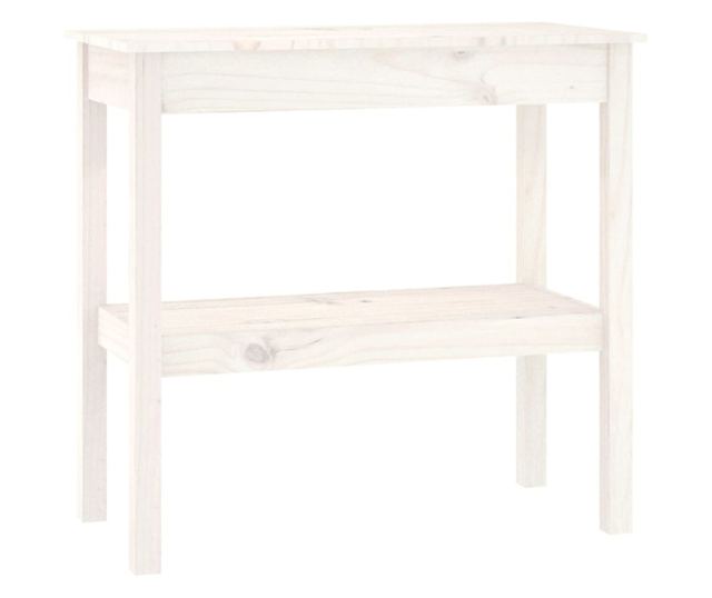 Masă consolă, alb, 80x40x75 cm, lemn masiv de pin