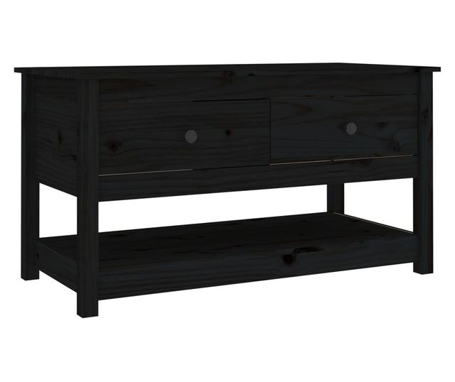 Măsuță de cafea, negru, 102x49x55 cm, lemn masiv de pin