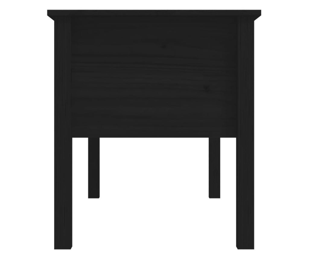 Τραπεζάκι σαλονιού, Μαύρο, 102x49x55 εκ., Μασίφ ξύλο πεύκου - 7