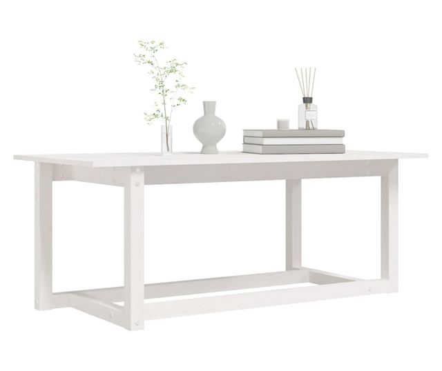 Măsuță de cafea, alb, 110x55x45 cm, lemn masiv de pin