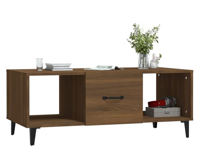 barna tölgy színű szerelt fa dohányzóasztal 102 x 50 x 40 cm