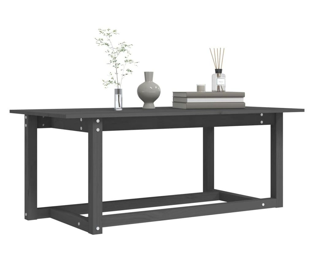 Măsuță de cafea, gri, 110x55x45 cm, lemn masiv de pin - 6