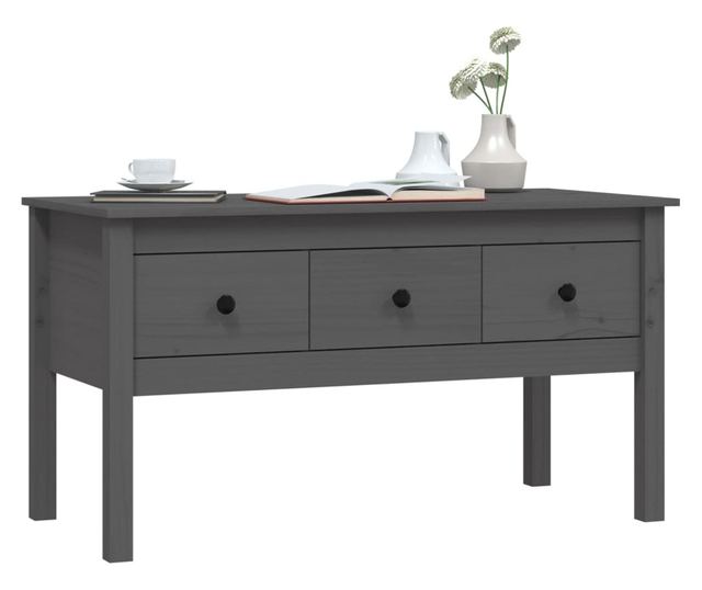Măsuță de cafea, gri, 102x49x55 cm, lemn masiv de pin