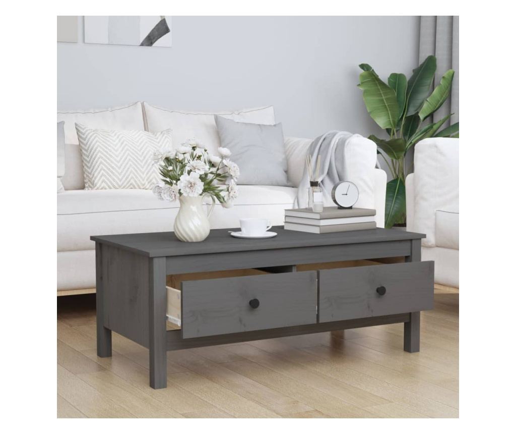 Kavni mizici, siva, 100x50x40 cm, masivno borovo leso - 3
