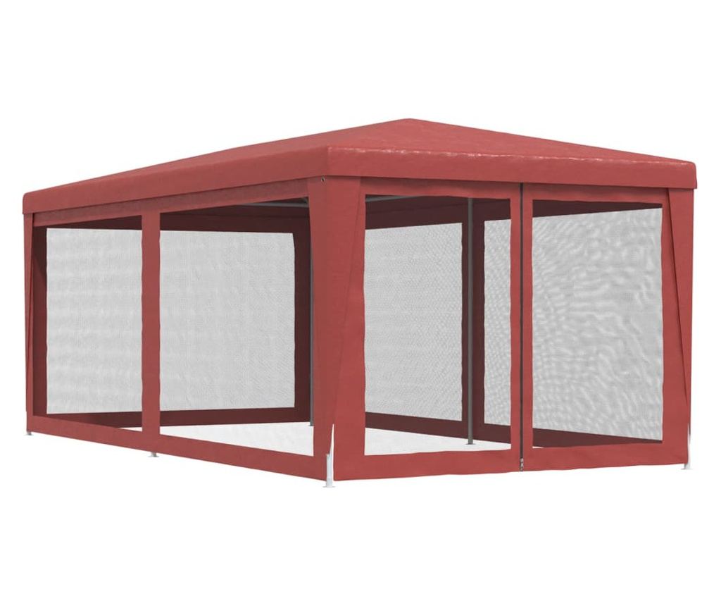 Парти шатра с 6 мрежести стени, червена, 3x6 м, HDPE - 5