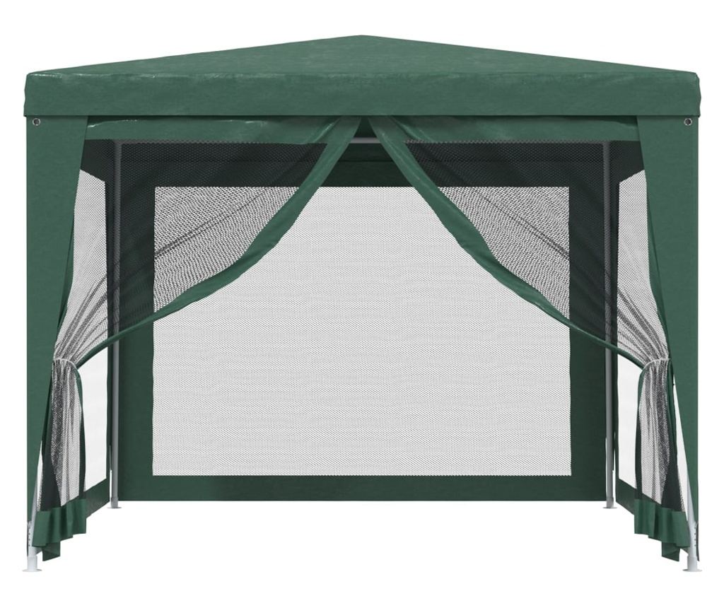 Cort de petrecere cu 4 pereți din plasă, verde, 3x3 m, HDPE - 3