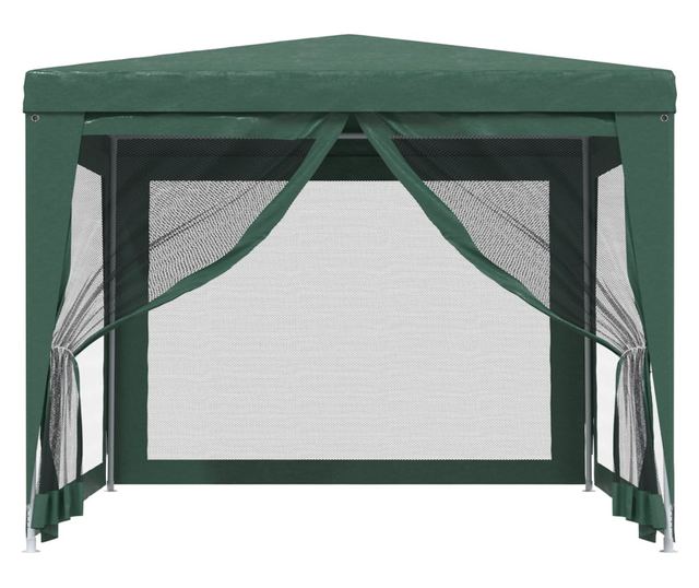 Парти шатра с 4 мрежести стени, зелена, 3x3 м, HDPE