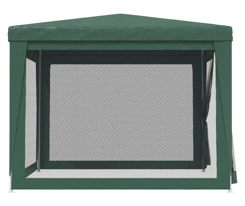 Cort de petrecere cu 4 pereți din plasă, verde, 3x3 m, HDPE - 4