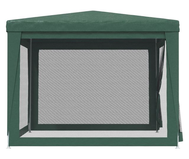 Парти шатра с 4 мрежести стени, зелена, 3x3 м, HDPE