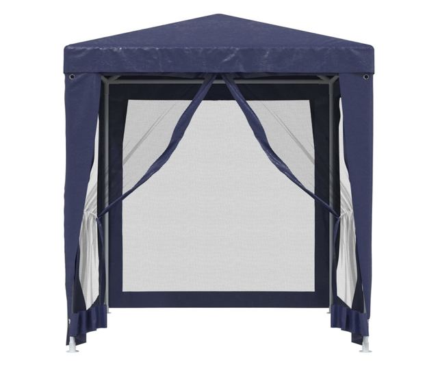 Парти шатра с 4 мрежести стени, синя, 2x2 м, HDPE