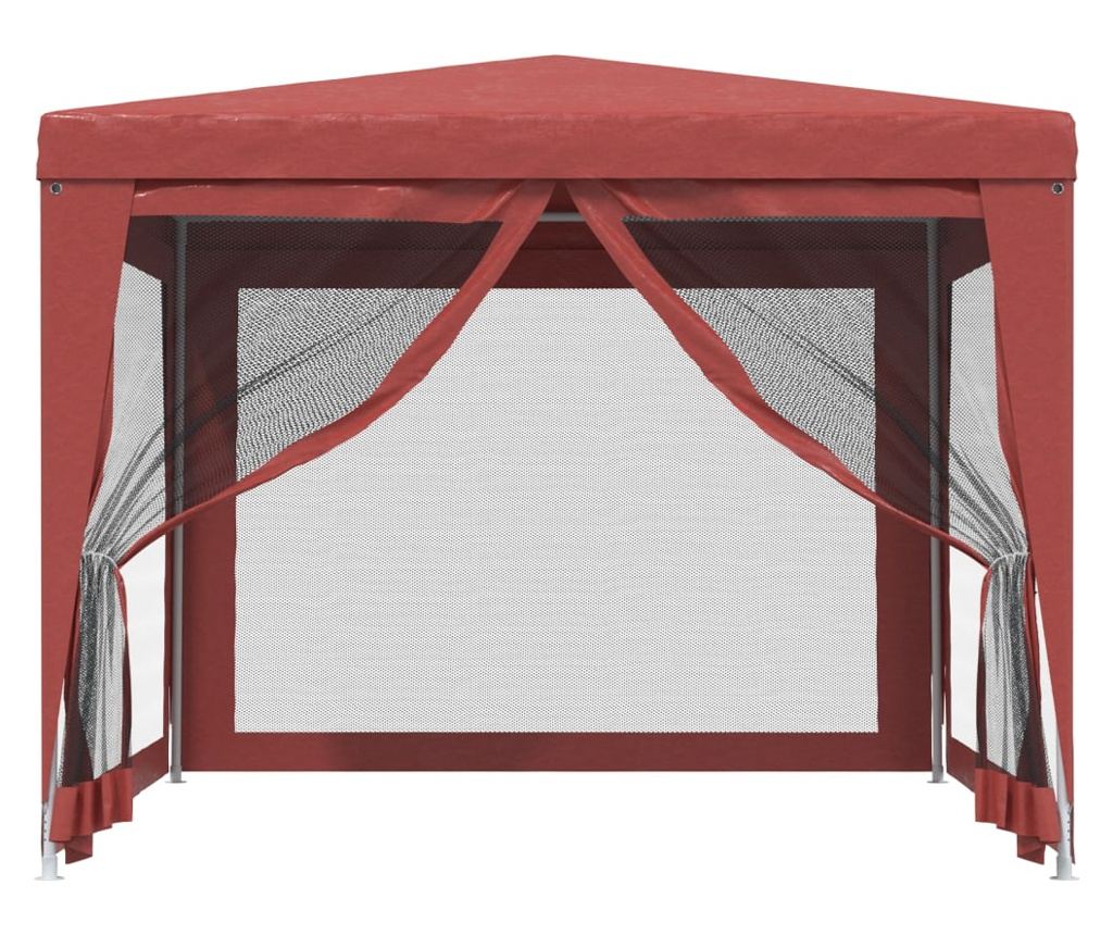 Парти шатра с 4 мрежести стени, червена, 3x3 м, HDPE - 3