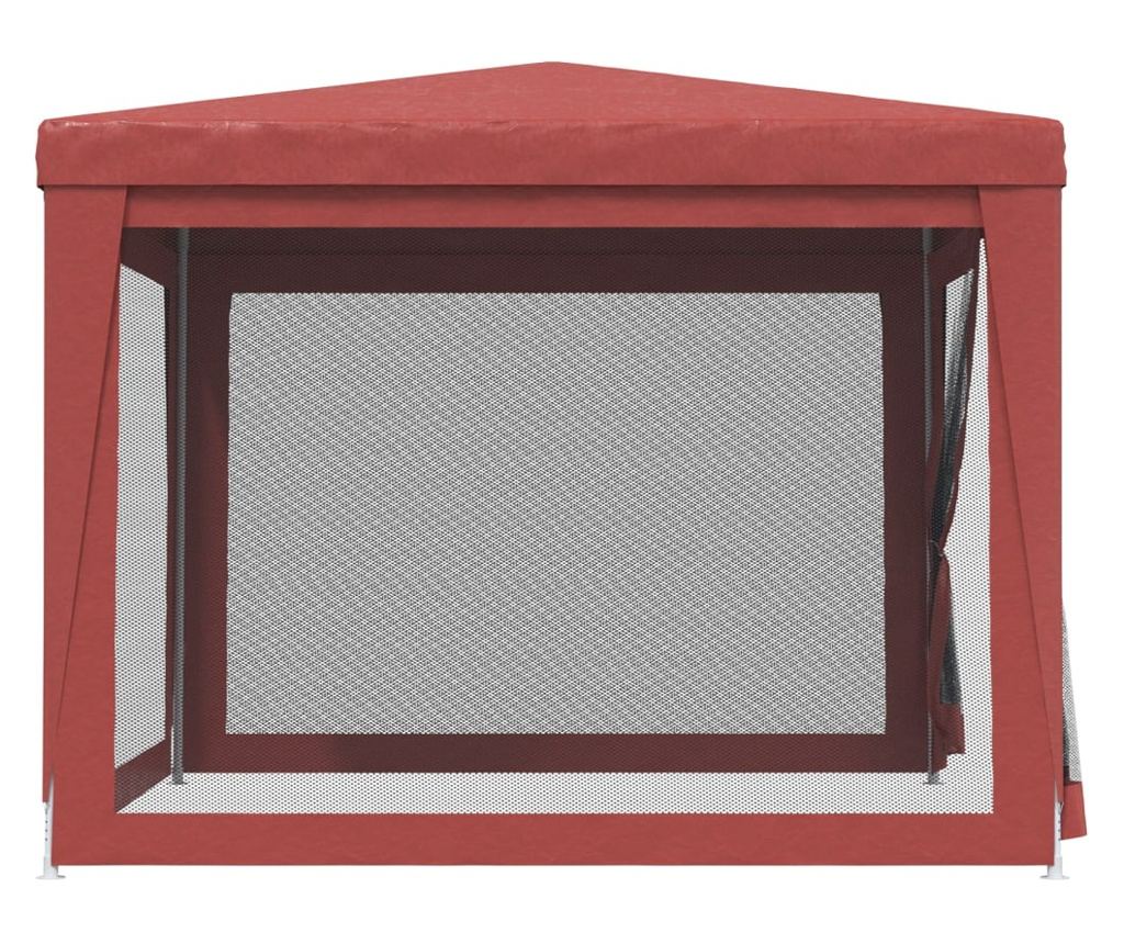 Парти шатра с 4 мрежести стени, червена, 3x3 м, HDPE - 4