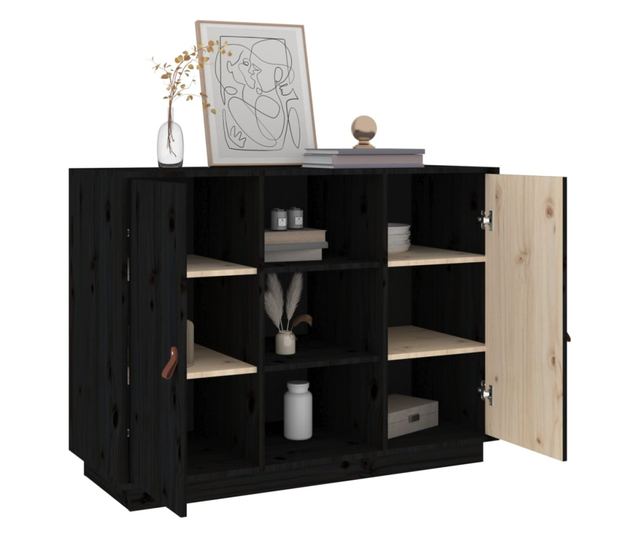 Stojalo, črno, 100x40x75 cm, masivna borovina