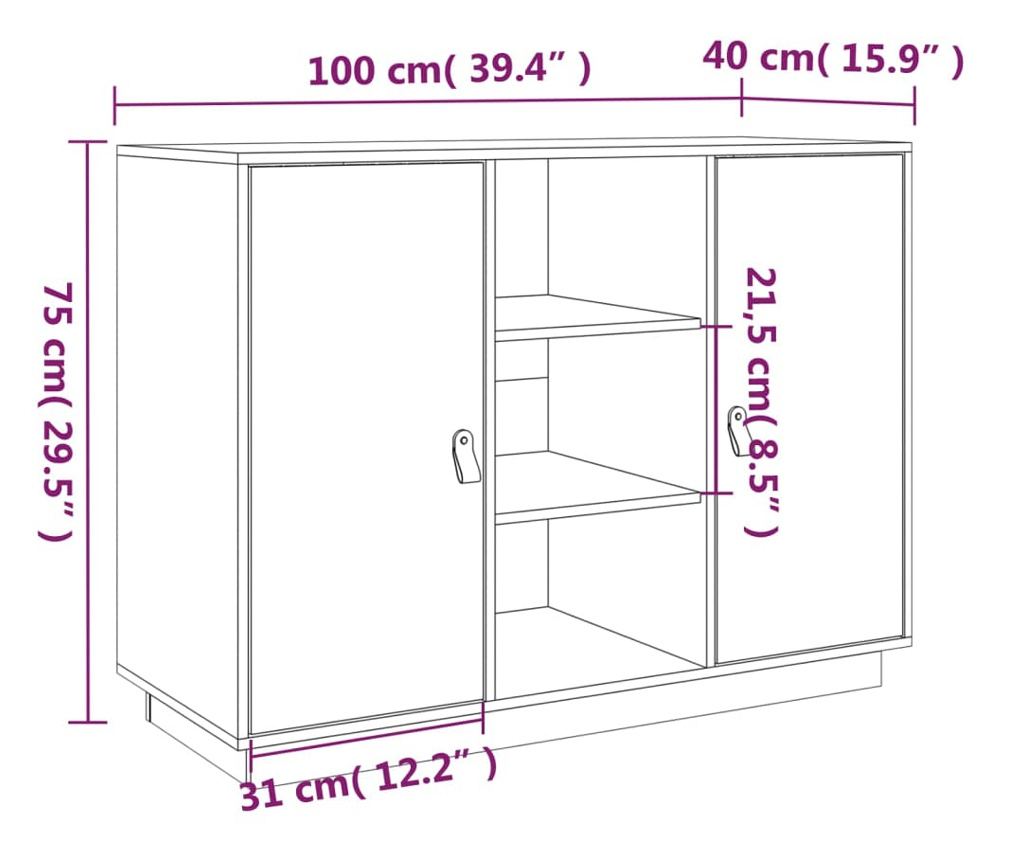 Omarica, bela, 100x40x75 cm, masivni bor - 10