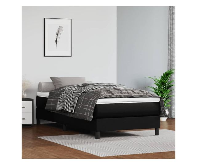 Madrac s džepičastim oprugama crni 100x200x20 cm umjetne kože