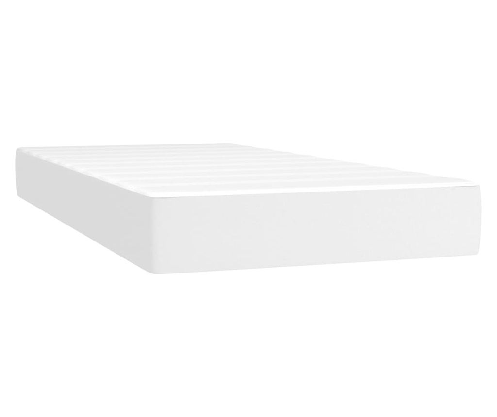 Boxspring krevet s madracem, Bijela, 100x200 cm, Umjetna koža - 5