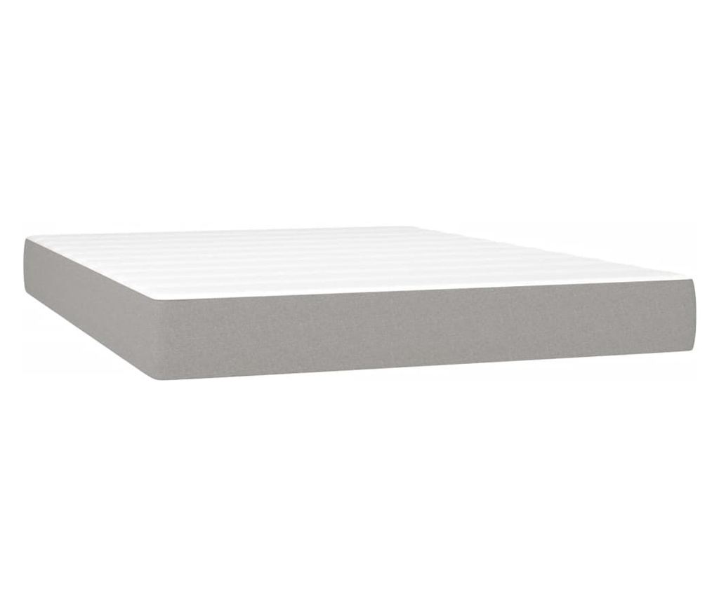 Okvir za krevet s madracem i LED rasvjetom, Svijetlo siva, 140x190 cm, Tkanina - 6