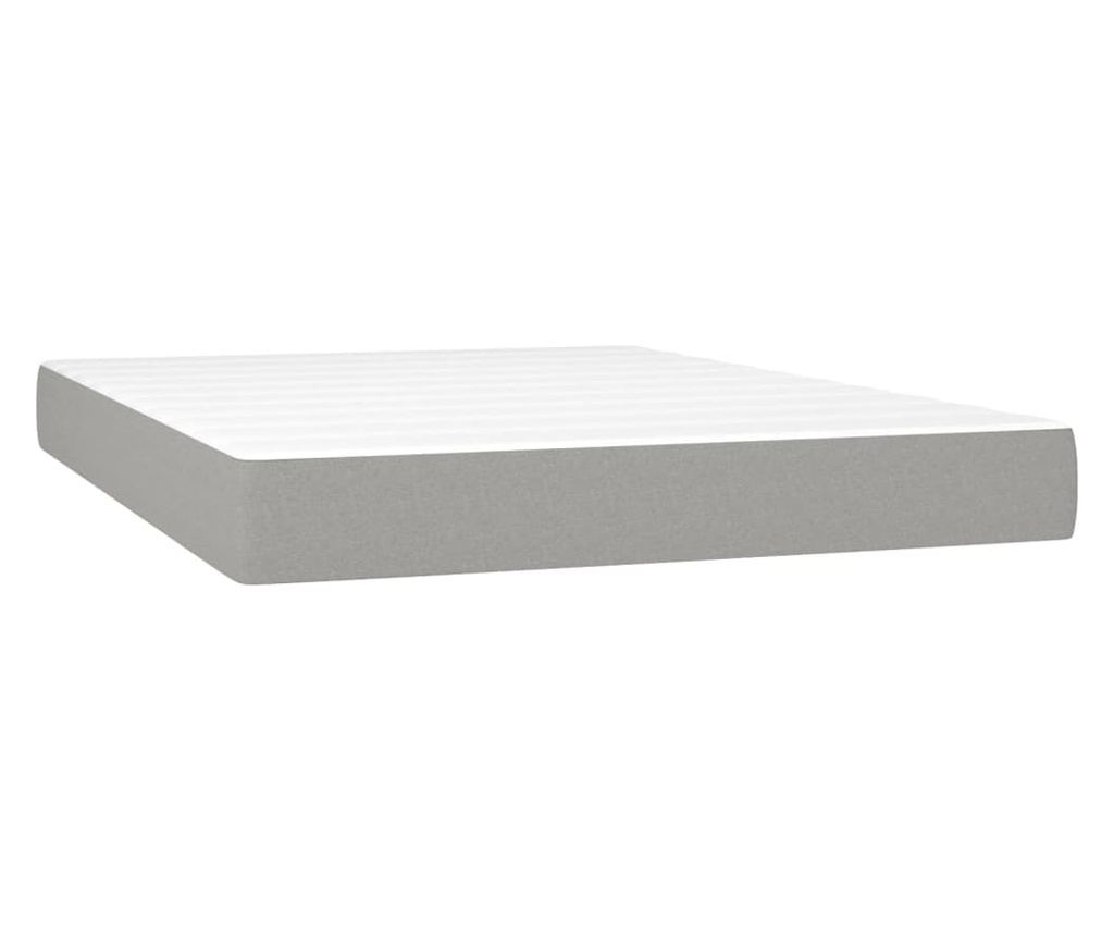 Боксспринг легло с матрак, светло сиво, 140x190 см, текстил - 5