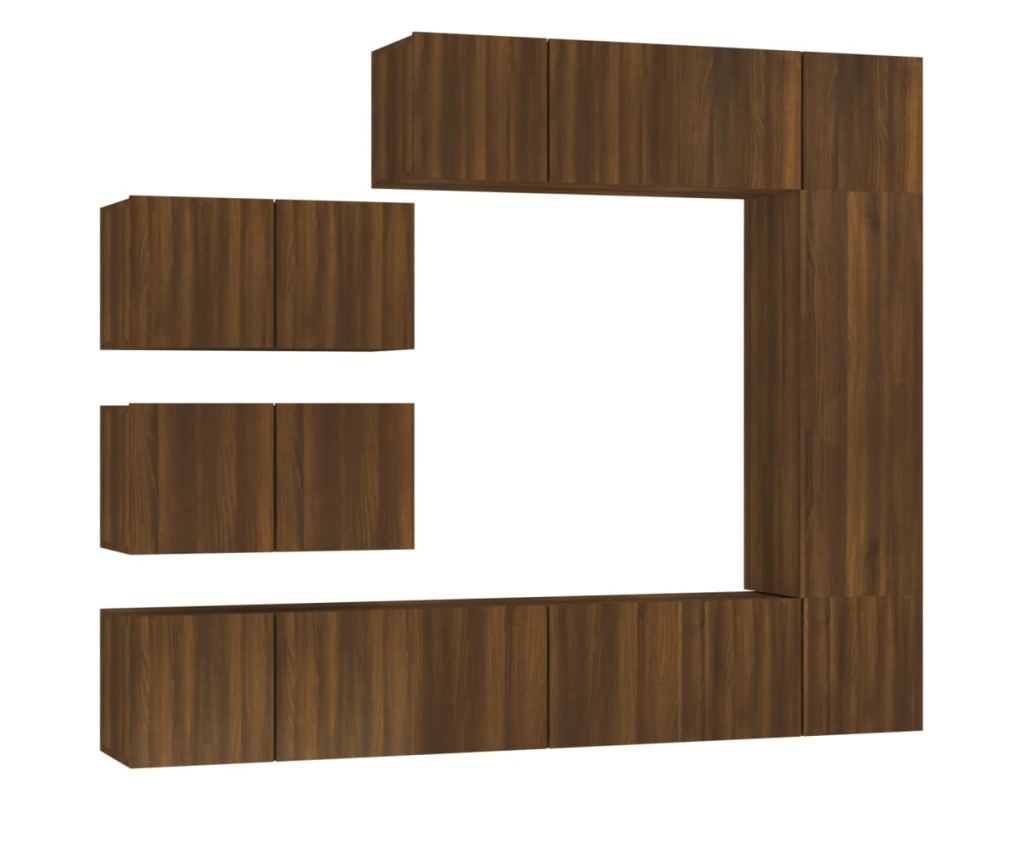 Set TV omare, 8 delov, temen hrast, obdelano leso - 2