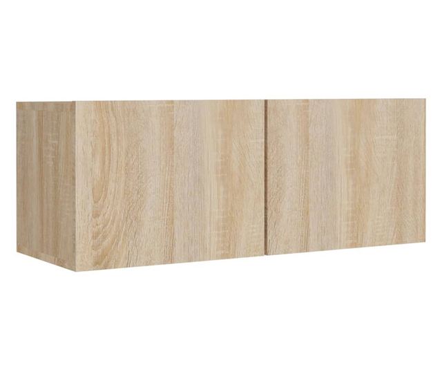 Set dulap TV, 4 piese, stejar sonoma, lemn prelucrat