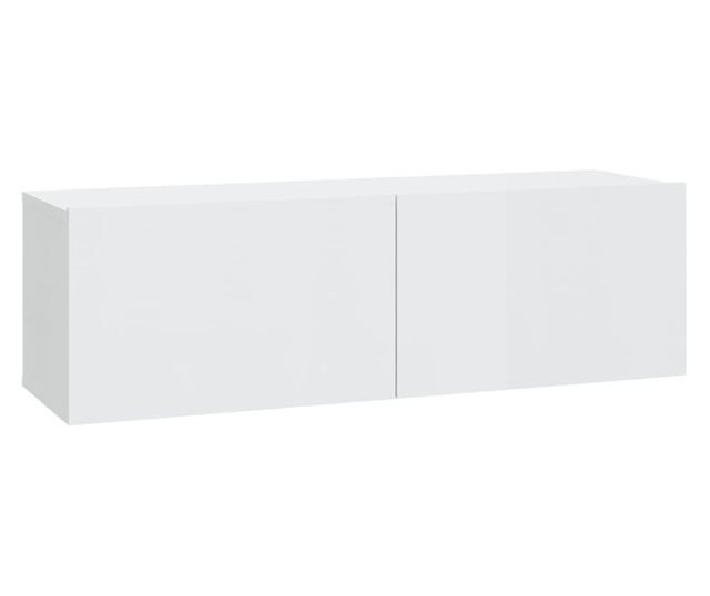 Set TV omare, 7 delov, bel visok sijaj, obdelano les.