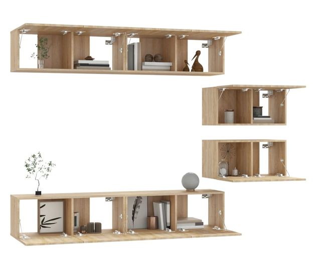 Set dulap TV, 6 piese, stejar sonoma, lemn prelucrat