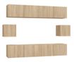 Set dulap TV, 6 piese, stejar sonoma, lemn prelucrat