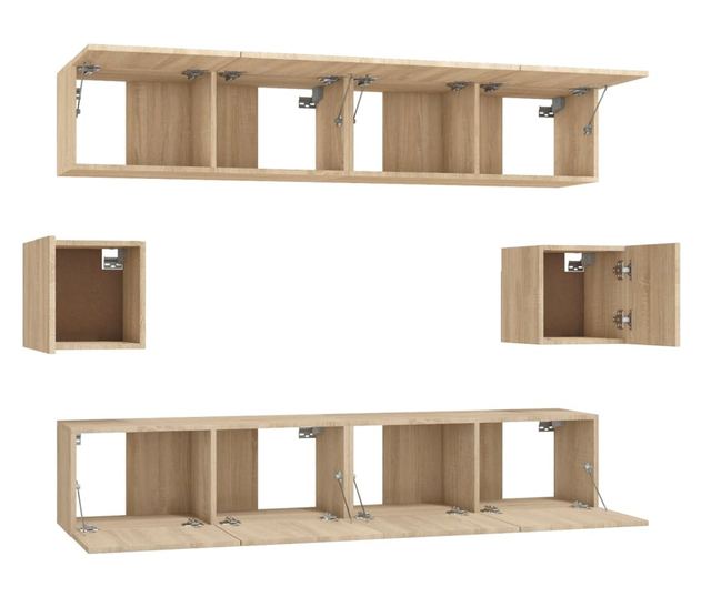 Set dulap TV, 6 piese, stejar sonoma, lemn prelucrat