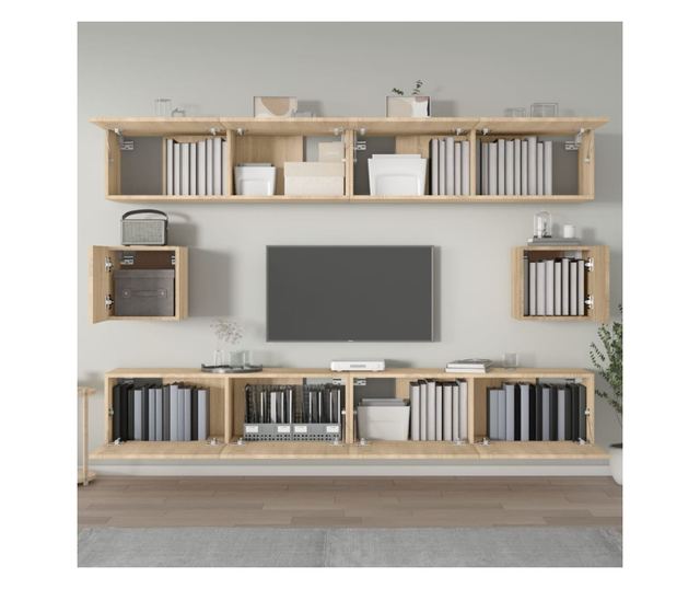 Set dulap TV, 6 piese, stejar sonoma, lemn prelucrat