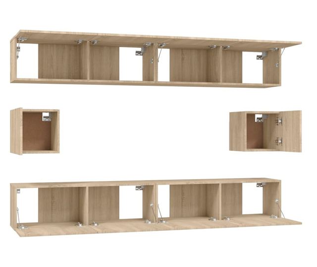 Set dulap TV, 6 piese, stejar sonoma, lemn prelucrat