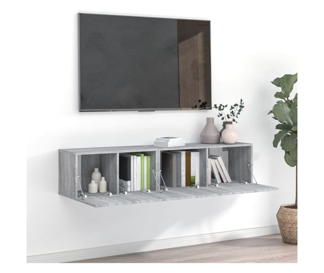 Set dulapuri TV, 2 piese, gri sonoma, lemn prelucrat