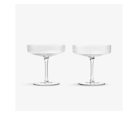 Set 2 cupe multifunctionale de lux pentru desert/cocktail/sampanie, design minimalist, din cristal, transparente, 300 ml