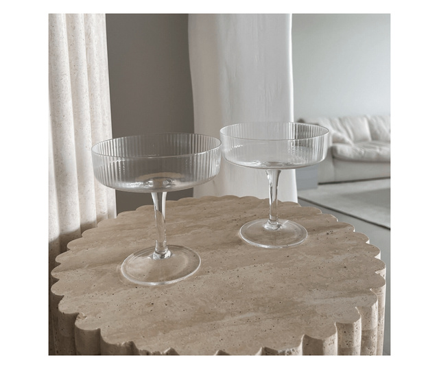 Set 8 cupe multifunctionale de lux pentru desert/cocktail/sampanie, design minimalist, din cristal, transparente, 300 ml