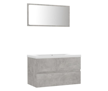 Set mobilier de baie, gri beton, PAL