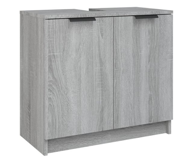 Set dulap de baie, 3 piese, gri sonoma, lemn prelucrat