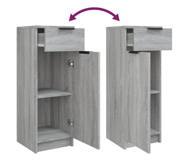 Set dulap de baie, 3 piese, gri sonoma, lemn prelucrat