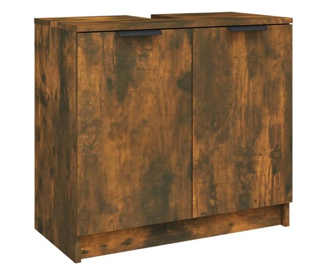 Set dulap de baie, 3 piese, stejar fumuriu, lemn prelucrat