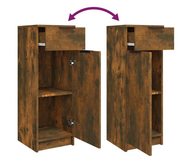 Set dulap de baie, 3 piese, stejar fumuriu, lemn prelucrat