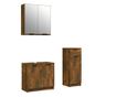 Set dulap de baie, 3 piese, stejar fumuriu, lemn prelucrat