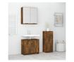 Set dulap de baie, 3 piese, stejar fumuriu, lemn prelucrat