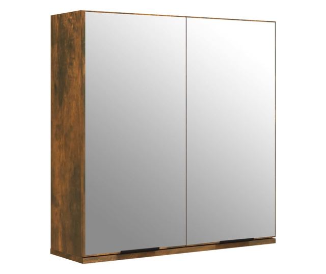 Set dulap de baie, 3 piese, stejar fumuriu, lemn prelucrat