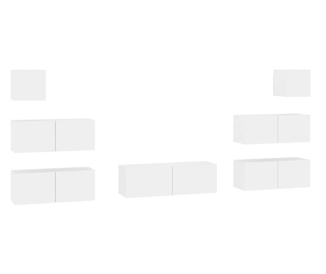 Zestaw szafki TV, 7 części, biały, drewno przetworzone