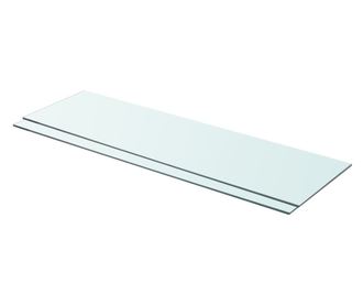 2 db átlátszó üveg paneles polc 90 x 25 cm