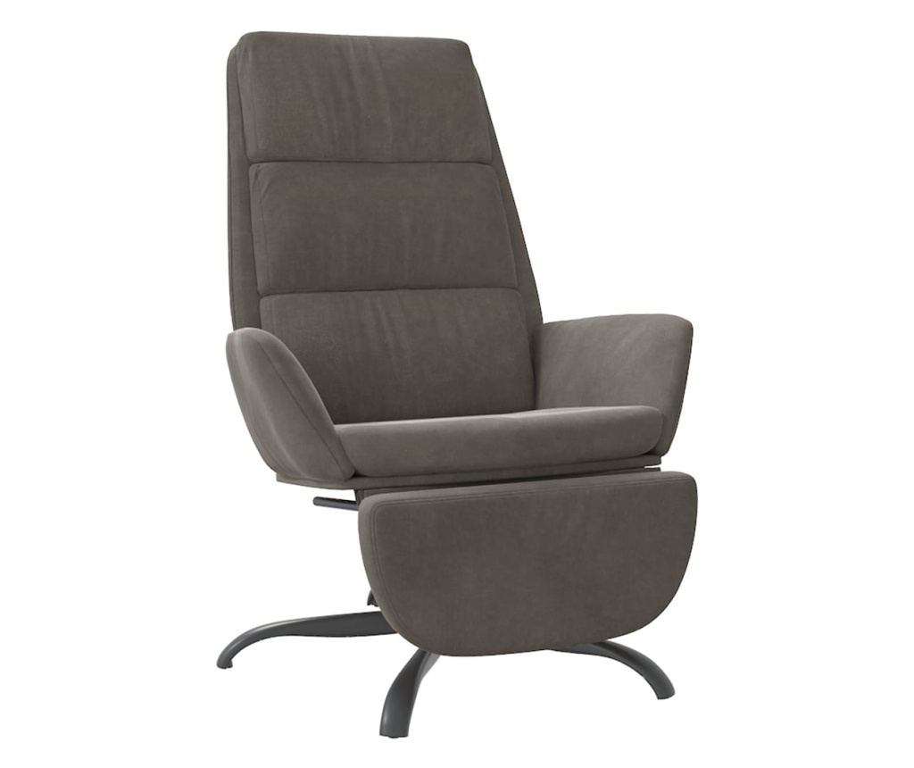 Naslanjač z oporo za noge, temno siv, žamet - 2