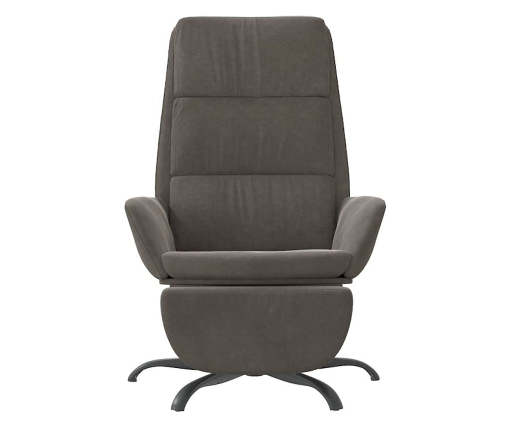 Naslanjač z oporo za noge, temno siv, žamet - 4