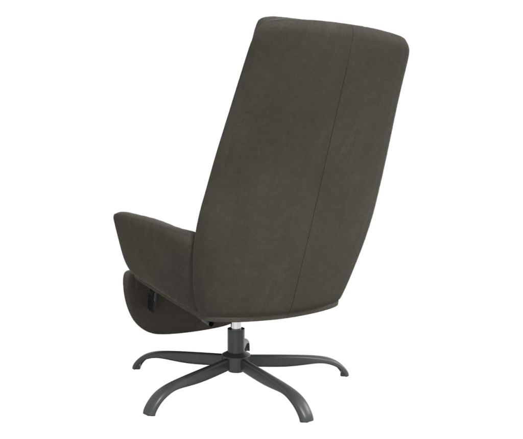 Naslanjač z oporo za noge, temno siv, žamet - 6