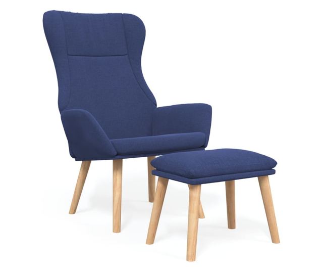 Sedežna garnitura za sprostitev s taburejem, modra, tekstil