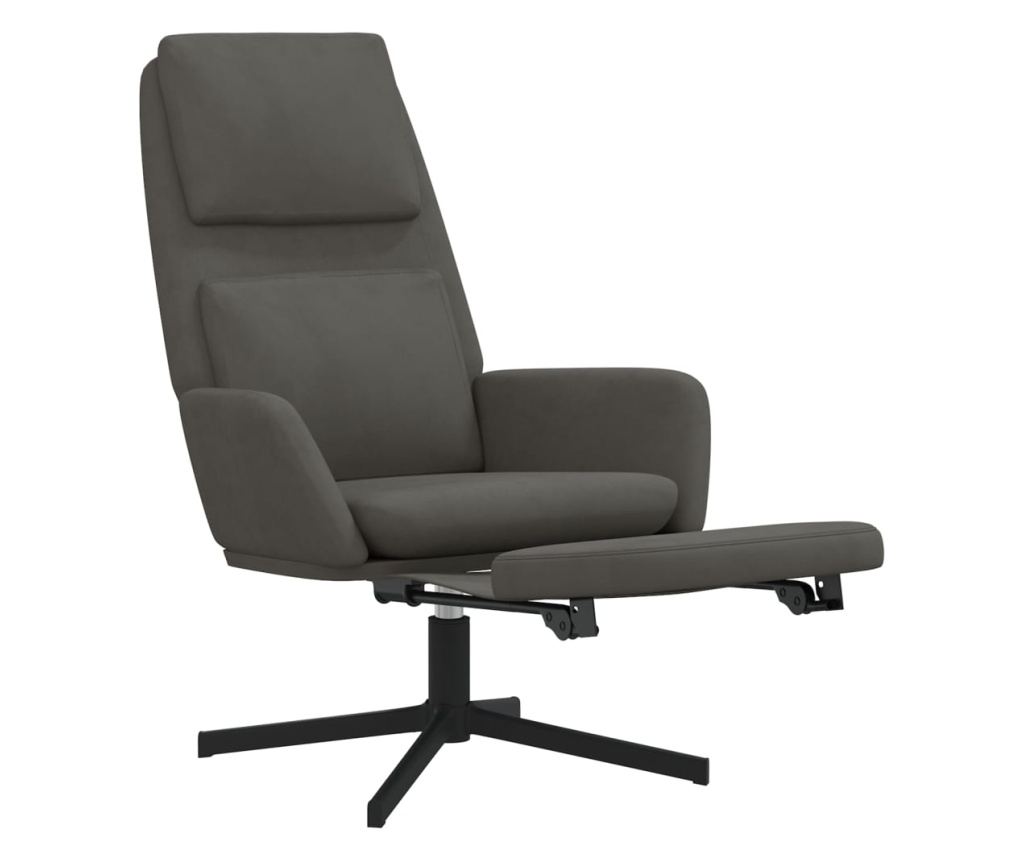 Naslanjač s taburejem, temno siv, žamet - 4