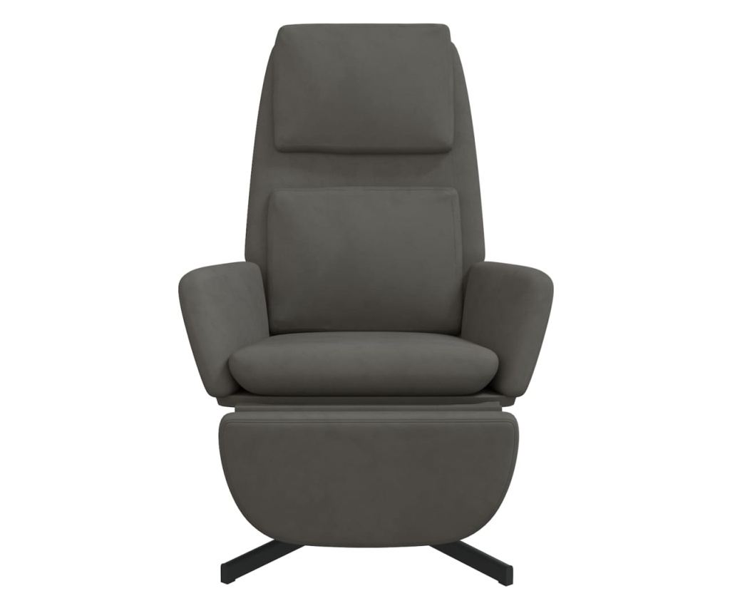 Naslanjač s taburejem, temno siv, žamet - 14